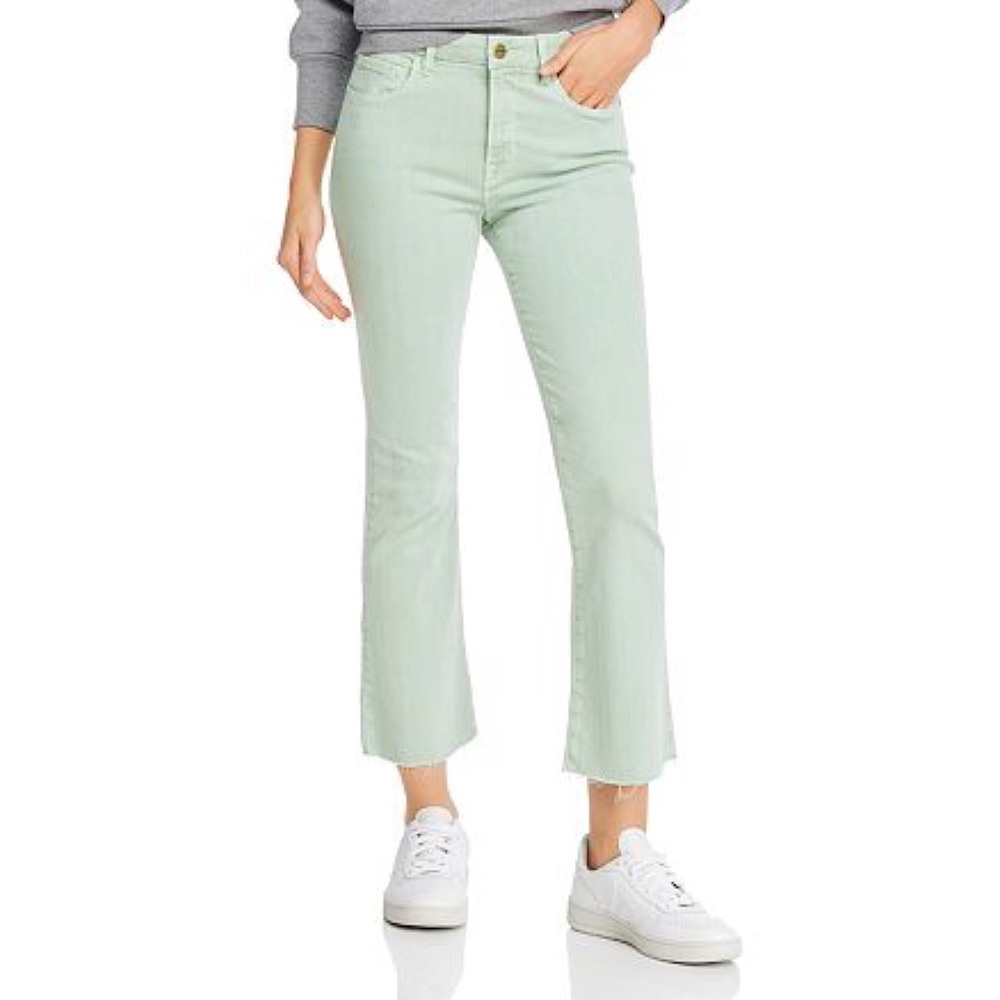 FRAME Le Crop Mini Boot Raw-Edge Jeans in‎ Aloe